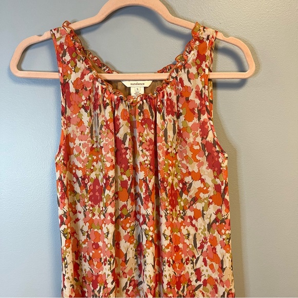 Sundance Dress 100% Silk Floral Sleeveless Ruffled Edge Sundress Sz S EUC - Picture 2 of 6